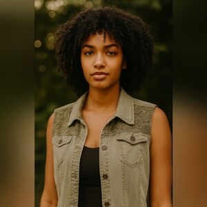 Green MUDD Vintage Sleeveless Office XL Denim Vest with Lace Detail‎ (#1,538)(C)